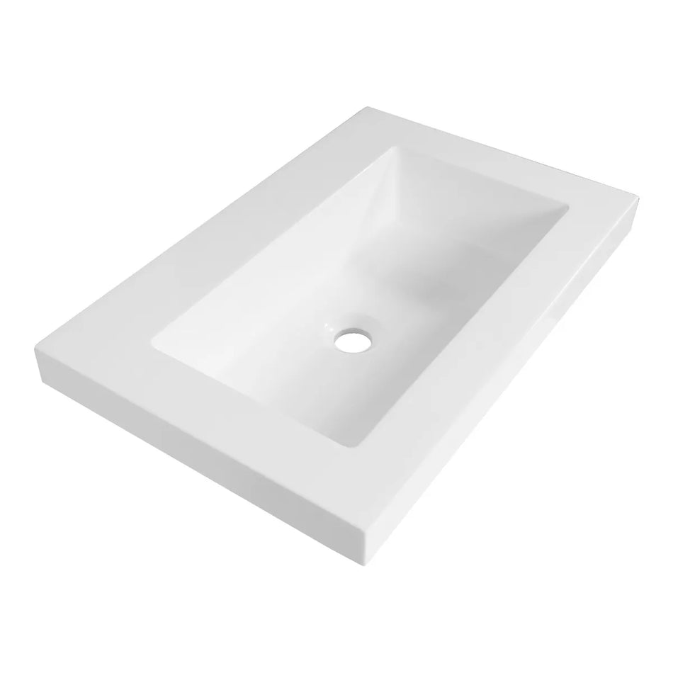 BRAUER Spring wastafel 60x40cm - 1 wasbak - 0 of 1 kraangat - mineraalmarmer - zijdeglans wit