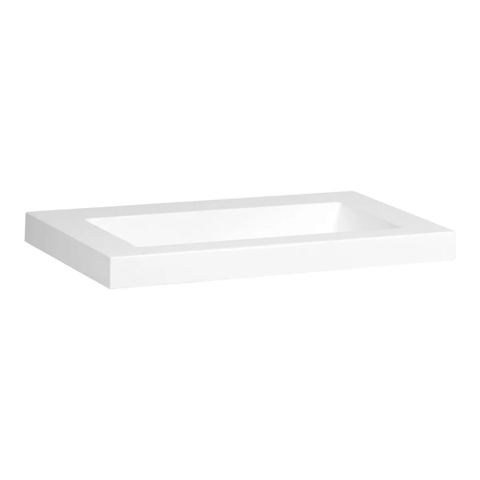 BRAUER Spring wastafel 60x40cm - 1 wasbak - 0 of 1 kraangat - mineraalmarmer - zijdeglans wit