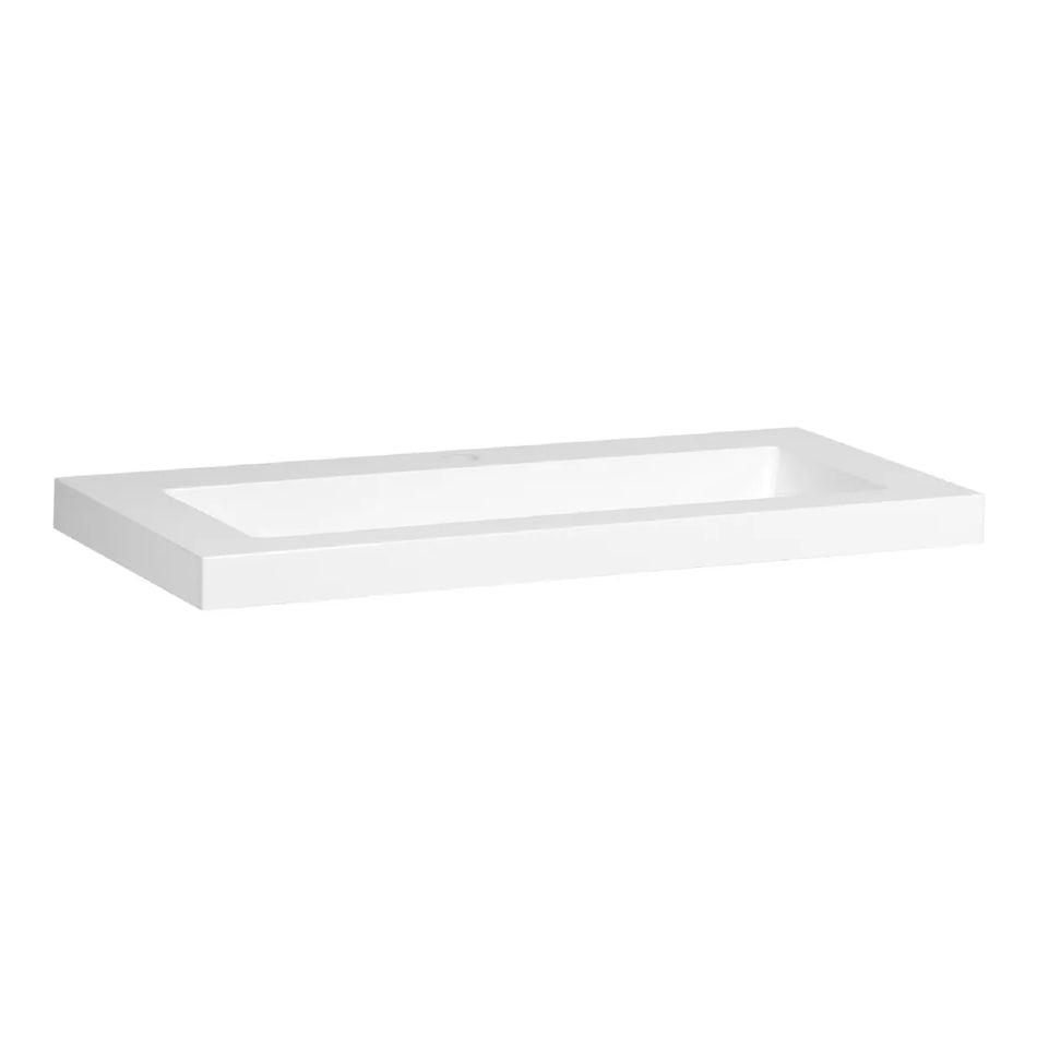 BRAUER Spring wastafel 80x40cm - 1 wasbak - 0 of 1 kraangat - mineraalmarmer - zijdeglans wit
