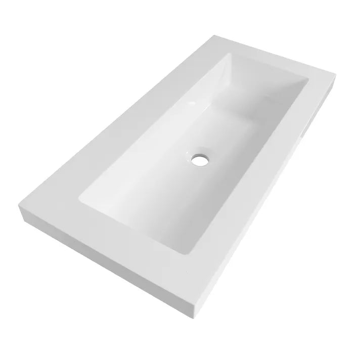 BRAUER Spring wastafel 80x40cm - 1 wasbak - 0 of 1 kraangat - mineraalmarmer - zijdeglans wit