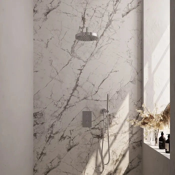 Brauer thermostatische inbouw regendouche met 3-weg omstel - edition, carving of stripe - verschillende kleuren - met gebogen muurarm