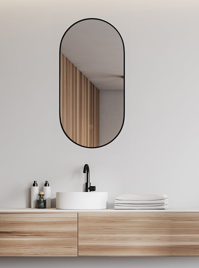 Nomi spiegel met lijst ovaal - 50 x 100 cm - zwart