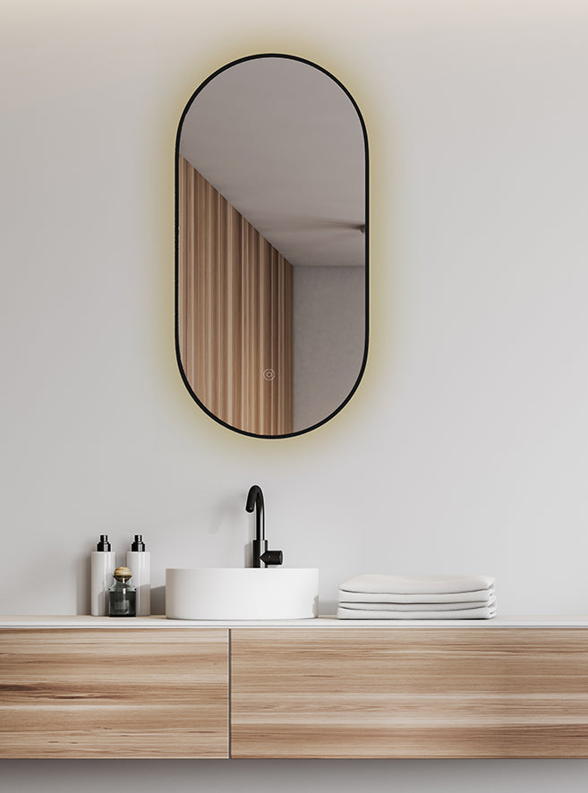 Nomi spiegel met lijst ovaal - 50 x 100 cm - zwart
