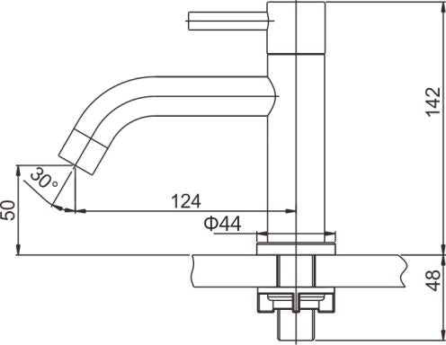 304 fonteinkraan 1/2" geborsteld RVS