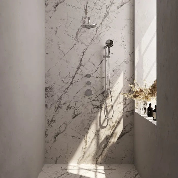 Brauer thermostatische inbouw regendouche met stopkranen - edition, carving of stripe - in verschilleden kleuren - met glijstang - met rechte muurarm