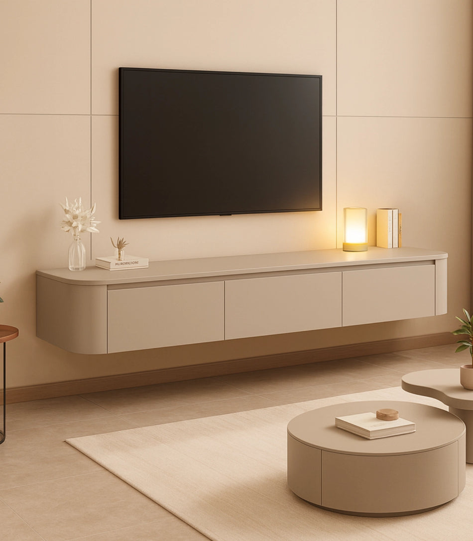Moderne Japandi Taupe Wand TV Meubel