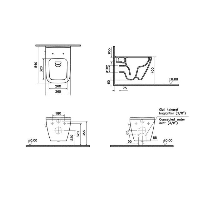 Vitra integra square met Bidet en met bril