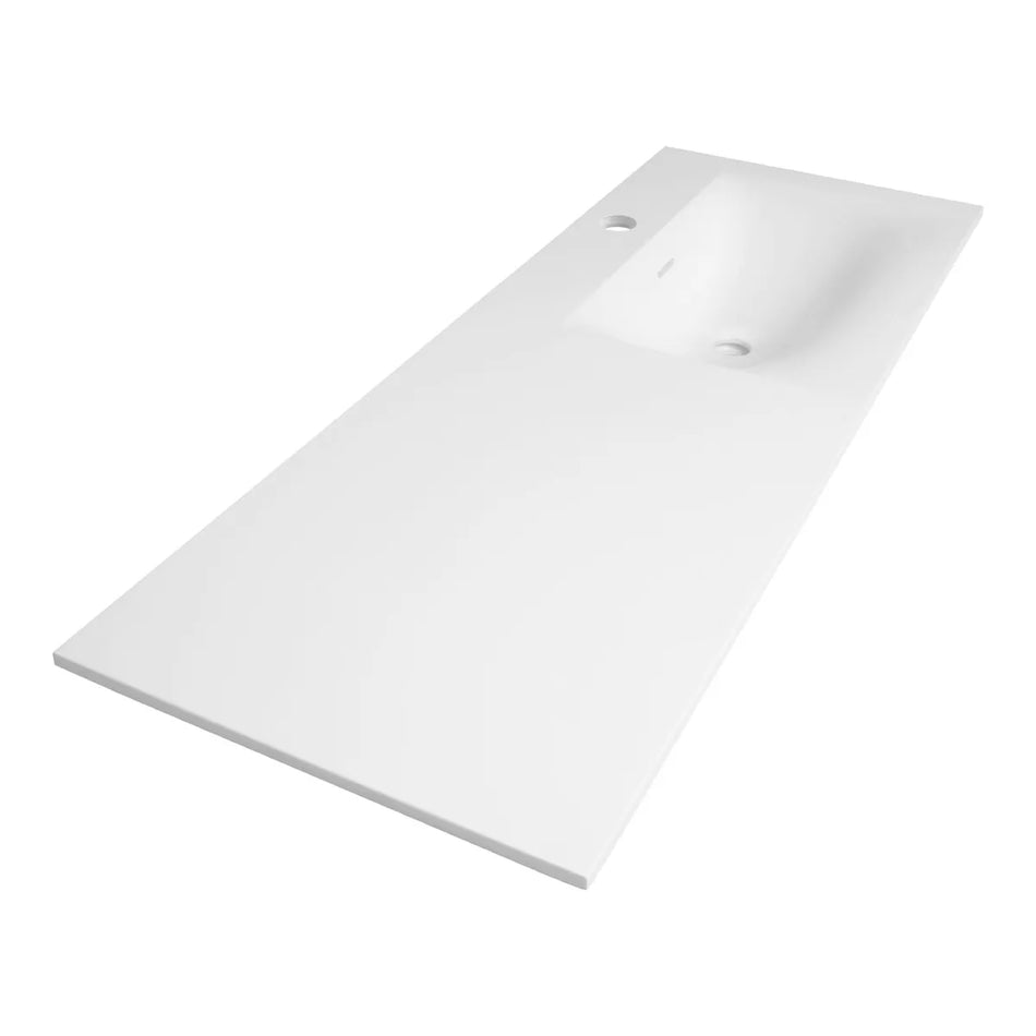 BRAUER Glacier wastafel 120x46cm - enkele of dubbele wasbak - 0 t/m 2 kraangat - fine stone - hoogglans wit of mat wit