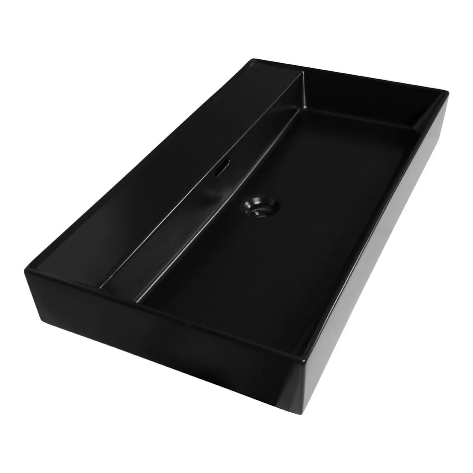 BRAUER Lunar wastafel 80x46cm - 1 wasbak - 0 of 1 kraangat - keramiek - hoogglans wit of mat zwart
