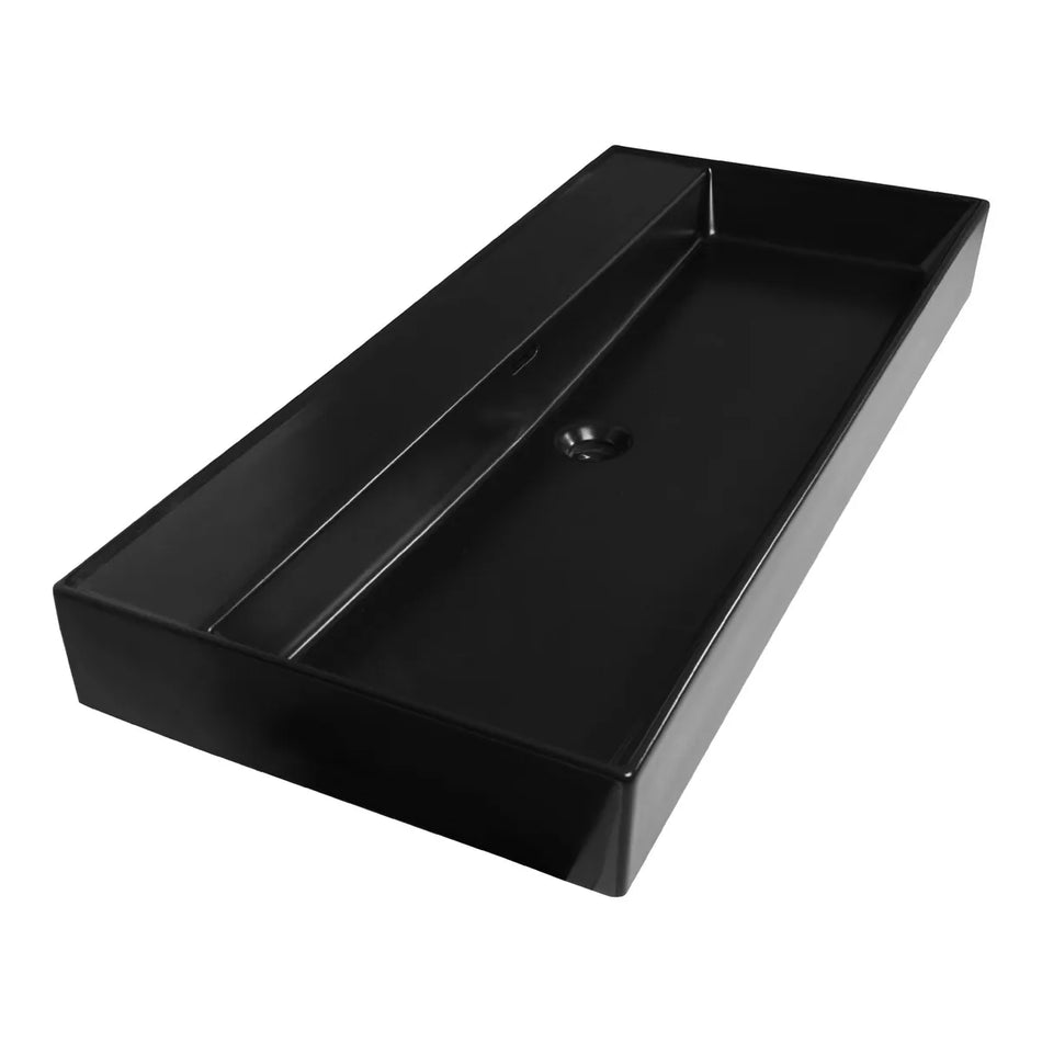 BRAUER Lunar wastafel 100x46cm - 1 wasbak - 0 t/m 2 kraangat - keramiek - hoogglans wit of mat zwart