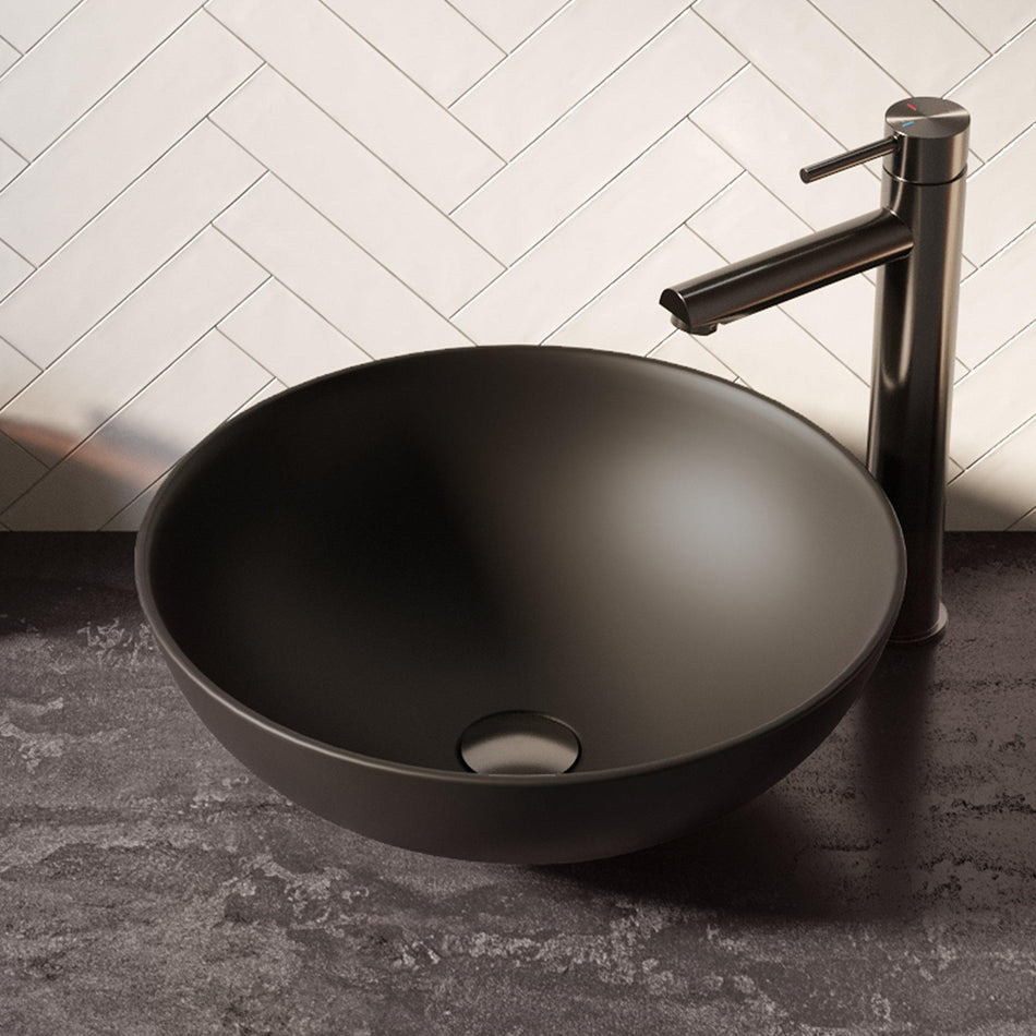 BRAUER Bowl waskom - 40x40cm - rond - keramiek - Zwart mat
