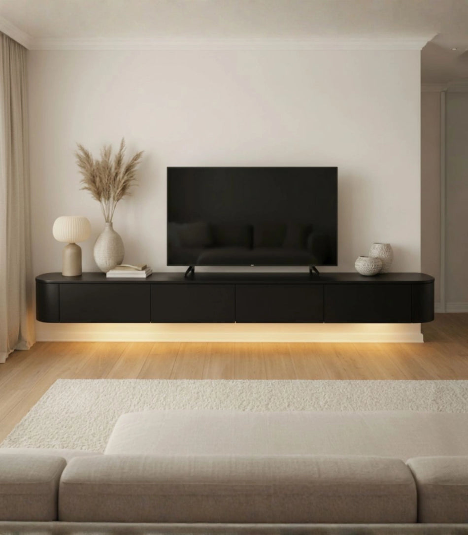 Japandi Tv Meubel Zwart Curved