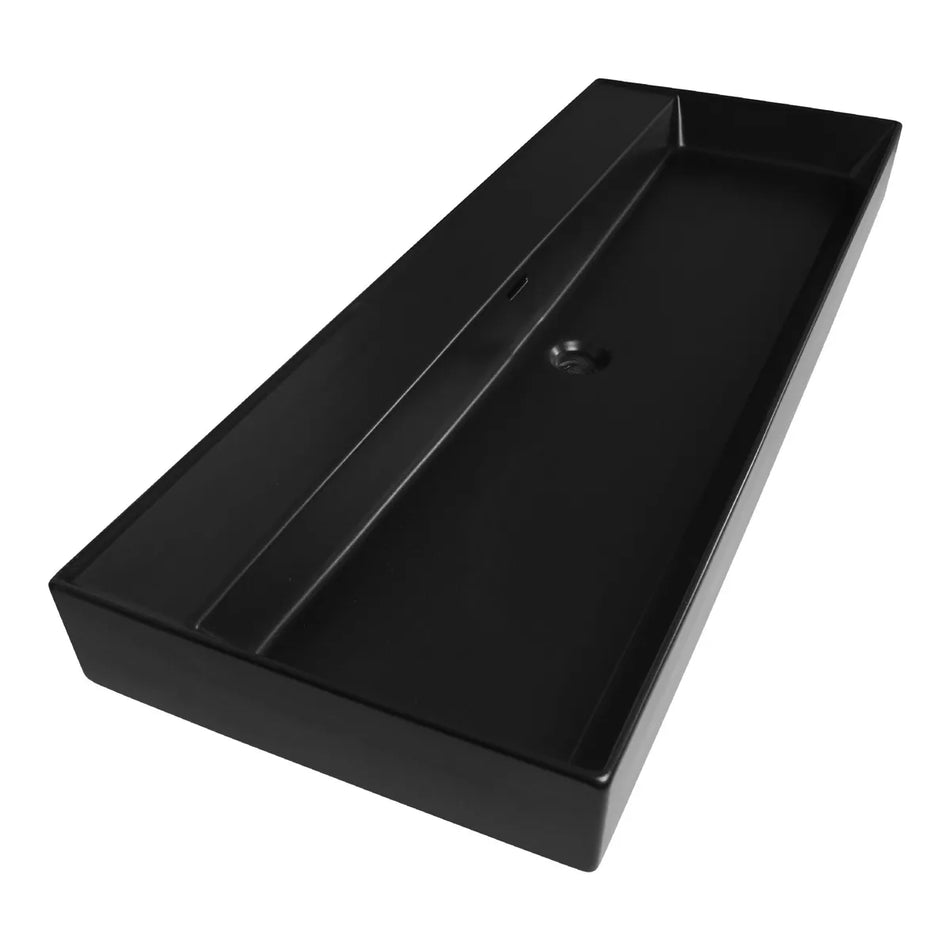 BRAUER Lunar wastafel 120x46cm - enkel of dubbele wasbak - 0 t/m 2 kraangat - keramiek - hoogglans wit of mat zwart