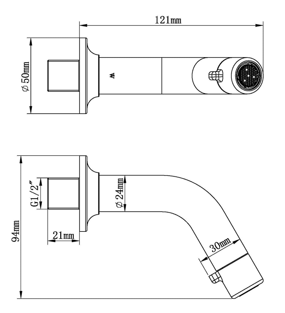 Sophia fonteinkraan met muurbevestiging 1/2" mat zwart